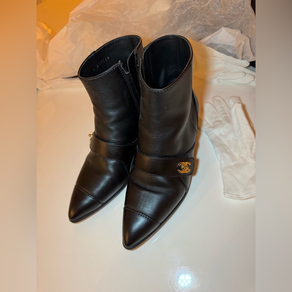 Chanel ankle boots black stretch lambskin - Picture 3 of 6